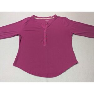 Anthropologie Pilcro Andie Ribbed Henley Top Pink Long Sleeve Large Bella Swan